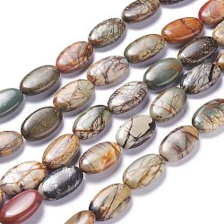 Brins de perles de jaspe picasso naturel, ovale, 25x15x7mm, Trou: 1.4mm, Environ 16 pcs/chapelet, 15.55'' (39.5 cm)