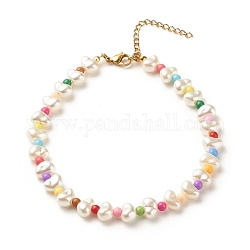 Bracelets de cheville en perles de plastique ABS avec perles acryliques rondes pour femmes, colorées, 10 pouce (25.5 cm)