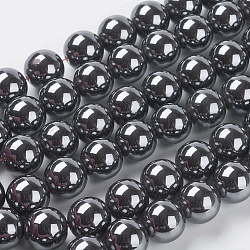 Perles en hématite synthétique sans magnétiques, perles de grade aa rondes, noir, 12mm, Trou: 0.8mm, Environ 34 pcs/chapelet