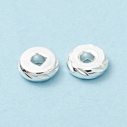 Messing Perlen, cadmiumfrei und bleifrei, Flachrund, Silber, 6x2 mm, Bohrung: 2 mm