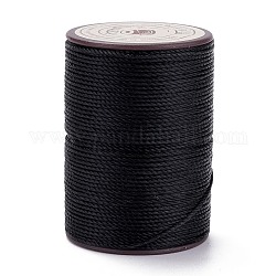 Ficelle ronde en fil de polyester ciré, cordon micro macramé, cordon torsadé, pour la couture de cuir, noir, 0.8mm, environ 54.68 yards (50 m)/rouleau