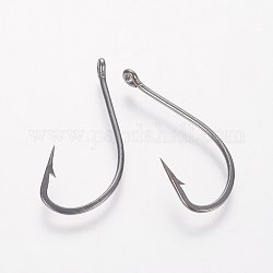 Stainless Steel Carp Fishing Jig Hooks, with Hole, Fishing Tackle, Gunmetal, 28x12x1mm, Hole: 0.7mm