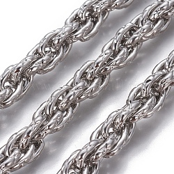 304 Stainless Steel Rope Chains, Unwelded, Stainless Steel Color, 10~10.5x8x2mm