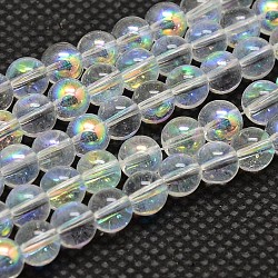 Imiter cristal autrichien verre de galvanoplastie chapelets de perles rondes, demi couleur ab plaqué, AA grade, de couleur plaquée ab , 6mm, Trou: 1mm, Environ 74 pcs/chapelet, 15.7 pouce