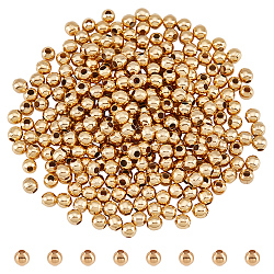 Nbeads 300 pcs 304 perles en acier inoxydable, Perles d'espacement en métal de 4mm, rondes dorées, perles lisses et amples pour la fabrication de bijoux, bracelet, collier, boucle d'oreille, Trou: 1.6mm