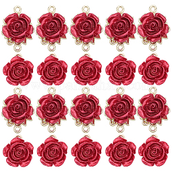 Sunnyclue Kit de découverte de fabrication de bijoux pour la Saint-Valentin, y compris les connecteurs et les pendentifs de liens de fleurs de rose en alliage de placage de rack, sans cadmium et sans plomb, rouge, 15~22.5x14.5~16x8mm, Trou: 1.5~1.6mm, 24 pcs / boîte