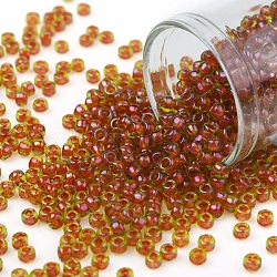 TOHO Round Seed Beads, Japanese Seed Beads, (303) Inside Color Jonquil/Hyacinth Lined, 8/0, 3mm, Hole: 1mm, about 1110pcs/50g