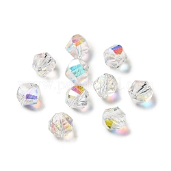 Verre imitation perles de cristal autrichien, facette, pépite, clair ab, 6x6mm, Trou: 1mm