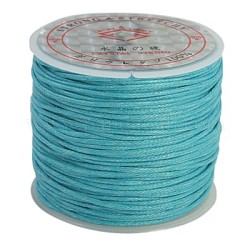 Waxed Cotton Cord, Deep Sky Blue, 1mm, about 27.34 yards(25m)/roll