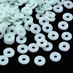 Perles d'argile polymère faites à la main écologiques, disque / plat rond, perles heishi, turquoise pale, 6x1mm, Trou: 1.8mm, environ 3330 pcs/1000 g