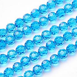 Chapelets de perles en imitation cristal autrichien, grade AAA, facette (32 facette) ronde, Dodger bleu, 8mm, Trou: 0.9~1mm, Environ 50 pcs/chapelet, 15.7 pouce