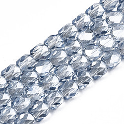 Chapelets de perles en verre transparent électrolytique, facette, colonne, bleu acier clair, 5.5x5mm, Trou: 1.2mm, Environ 99 pcs/chapelet, 21.85 pouce (55.5 cm)