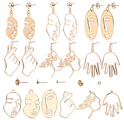 SUNNYCLUE DIY Human Body Theme Earring Making Kits, with Brass Pendants & Ear Nuts, Brass & Iron Stud Earring Findings, Mixed Shape, Real 18K Gold Plated, 28.5x21x1.5mm, Hole: 1mm