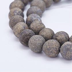 Hebras de perlas naturales de pirita, redondo, esmerilado, 8.5mm, agujero: 1 mm, aproximamente 49 pcs / cadena, 15.7 pulgada (40 cm)