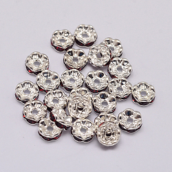 Rondelle onda ottone strass distanziatore perline, colore argento placcato, siam, 5x2mm, Foro: 1 mm