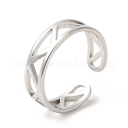 201 anillo de acero inoxidable, anillo de puño abierto, anillo de triángulo hueco para hombres mujeres, color acero inoxidable, nosotros tamaño 6 1/2 (16.9 mm)