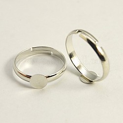 Brass Pad Ring Components, For Jewelry Making, Flat Top,  Platinum Color, Tray: 6mm, 17mm inner diameter