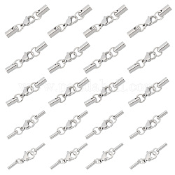 Unicraftale 50 Sets 5 Stile 304 Karabinerverschlüsse aus Edelstahl, mit Kordelenden, Edelstahl Farbe, 24.5~28.5 mm, 10 Sätze/Stil