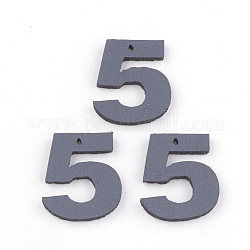 Colgantes de cuero de la pu, número 5, gris pizarra, 16x13.5x2mm, agujero: 1 mm