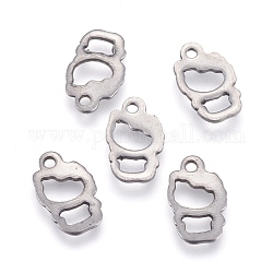 304 Stainless Steel Charms, Laser Cut, Abstract Man, Stainless Steel Color, 11x6.5x1.2mm, Hole: 1.2mm