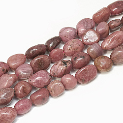 Natur Rhodochrosit Perlen Stränge, getrommelt Stein, Nuggets, 9~20x8~13x4~13 mm, Bohrung: 1 mm, ca. 30~55 Stk. / Strang, 15.7 Zoll