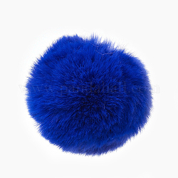 Handgemachte künstliche Kaninchenfell Pom Pom Ball bedeckt Anhänger, Fuzzy Bunny Haarballen, mit elastischer Faser, Blau, 55~74 mm, Bohrung: 5 mm