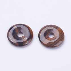 Colgantes de hierro natural de tigre, donut / pi disc, ancho de la rosquilla: 11.5~12 mm, 29~30x5~6mm, agujero: 6 mm