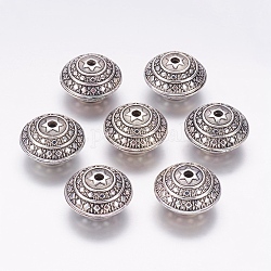 Abalorios de aleación de estilo tibetano, platillo, plata antigua, sin plomo, cadmio, níquel, 16x23mm, agujero: 2 mm