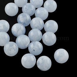 Perles rondes en acrylique d'imitation pierre précieuse, bleuet, 6mm, Trou: 2mm