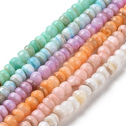 Fili di perline di conchiglie d'acqua dolce coltivate naturali, tinto, rondelle, colore misto, 6.5~7.5x2~6.5mm, Foro: 1 mm, circa 85pcs/filo, 14.88 pollice (37.8 cm)