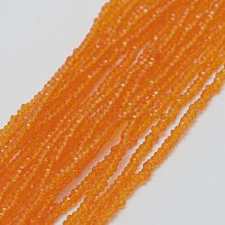 Transparent Glass Beads Strands, Faceted, Rondelle, Orange, 2.5x1.5mm, Hole: 0.5mm, about 197~201pcs/strand, 12.9 inch(33cm)