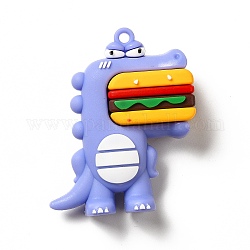 Dinosaurio con colgantes de pvc en forma de hamburguesa, azul pizarra medio, 52x42x16.5mm, agujero: 3 mm