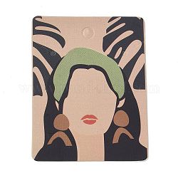 Прямоугольная девушка с принтом на бумаге, серьги, ожерелье, демонстрационная открытка, Карточка для демонстрации ювелирных изделий для хранения сережек и ожерелий, темно-зеленый, 6.5x5x0.05 см, отверстия : 5 mm и 2.5 мм