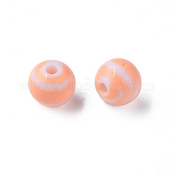 Perles acryliques à rayures opaques, ronde, saumon clair, 11.5x10.5mm, Trou: 2.5mm, environ 549 pcs/500 g