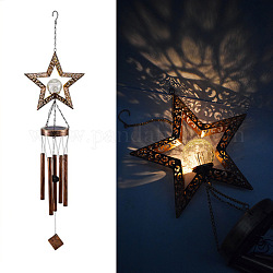 Iron Wind Chime with Solar Lights, for Garden Decorations, Star, 200x100mm