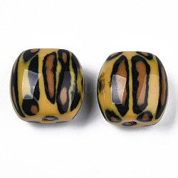 Perline acriliche bicolore, con disegno leopardo, gemstone imitato, quadrato, Perù, 31x31~32.5x21~22mm, Foro: 3 mm