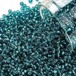 Toho runde Saatperlen, japanische Saatperlen, (23bda) grünes Aqua Silber gefüttert, 11/0, 2.2 mm, Bohrung: 0.8 mm, ca. 5555 Stk. / 50 g