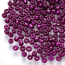 6/0 cuentas redondas de vidrio para pintura para hornear, rojo violeta medio, 4~5x3~4mm, agujero: 1~2 mm, aproximamente 4500 unidades / libra
