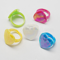 Enfants valentines anneaux cadeaux de jour acryliques pour les enfants, couleur ab , couleur mixte, nous taille 3 (14 mm)