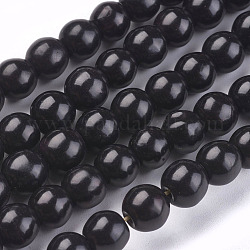 Abalorios de turquesas sintéticas hebras, teñido, redondo, negro, 8mm, agujero: 1 mm, aproximamente 50 pcs / cadena, 15.35 pulgada