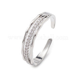 Открытое кольцо-манжета из прозрачного кубического циркония, украшения из латуни для женщин, платина, размер США 8 1/2 (18.5 мм)