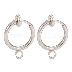 Brass Clip-on Hoop Earring Findings, for Non-pierced Ears, Cadmium Free & Lead Free, Platinum, 15.5x11x1.5~4.5mm, Hole: 1.8mm