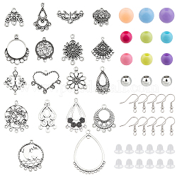 Chgcraft DIY Kit de fabrication de boucles d'oreilles chandelier, y compris les liens en alliage, Perles acryliques, Crochets d'oreille en laiton, poussoirs d'oreilles en plastique, couleur mixte