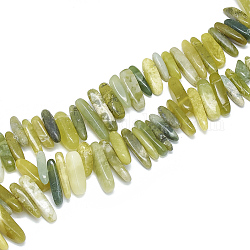 Natürliche Jade Perlen Stränge, Chip, 10~30x5~10x3~9 mm, Bohrung: 1 mm, ca. 65~85 Stk. / Strang, 14.9 Zoll