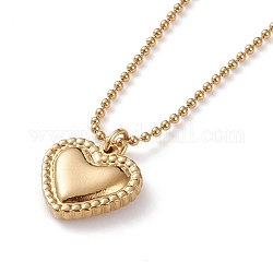 304 collane del cuore in acciaio inox ciondolo, con catene a sfera, oro, 18.11 pollice (46 cm)