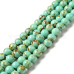 Chapelets de perles en turquoise synthétique, teinte, ronde, turquoise pale, 6mm, Trou: 1mm, Environ 66 pcs/chapelet, 15.7 pouce