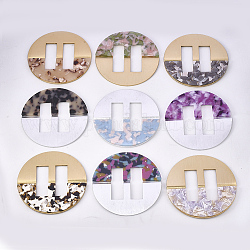 Aluminum & Cellulose Acetate(Resin) Buckles, Flat Round, Mixed Color, 80.5x4.5~5mm, Hole: 41x14mm