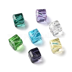 Glass Imitation Austrian Crystal Beads, Faceted, Square, Mixed Color, 7x7x7mm, Hole: 1mm