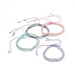 Плетёные браслеты из бисера, со стеклянными бисеринами, жемчужные бусины и мешковины, разноцветные, 2-1/8 дюйм (5.5 см), 2 шт / комплект