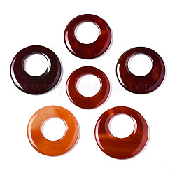 Natürliche Achat Anhänger, gefärbt, Flachrund, Schamottestein, 48~57x6 mm, Bohrung: 26~27 mm